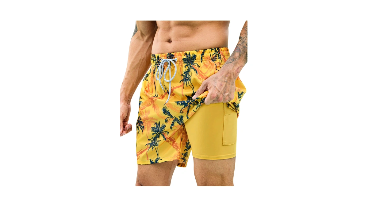 Kbvot Mens Swim Trunks With Compression Liner 7 Inch Inseam