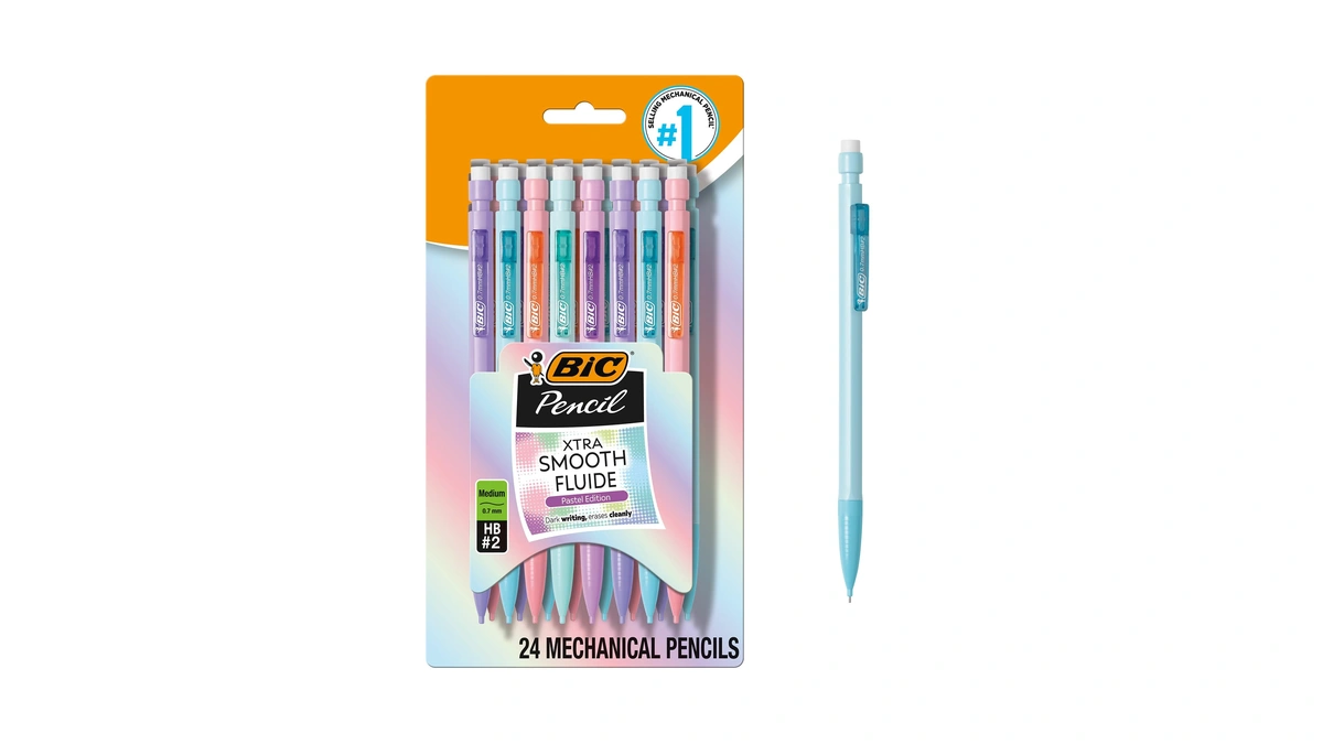 Bic Xtra-smooth Pastel Mechanical Pencils With Erasers, Medium Point (0.7mm),