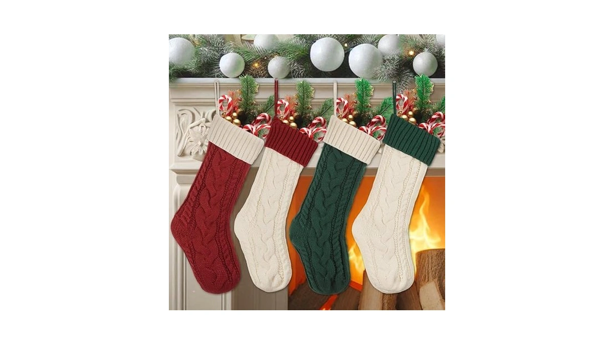 Dllesifvn Christmas Stocking,18 Inches Large Knitted Stocking,family Christmas Stocking For