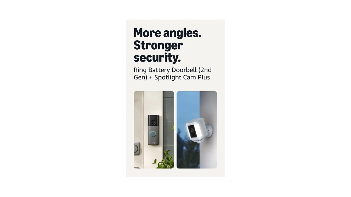 Ring Battery Doorbell (newest Model), Speckled Gray With Ring Spotlight