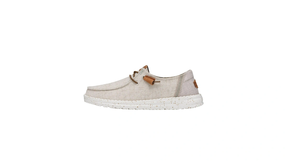 Heydude Women's Wendy Washed Canvas Slip On Loafer, Cream Size