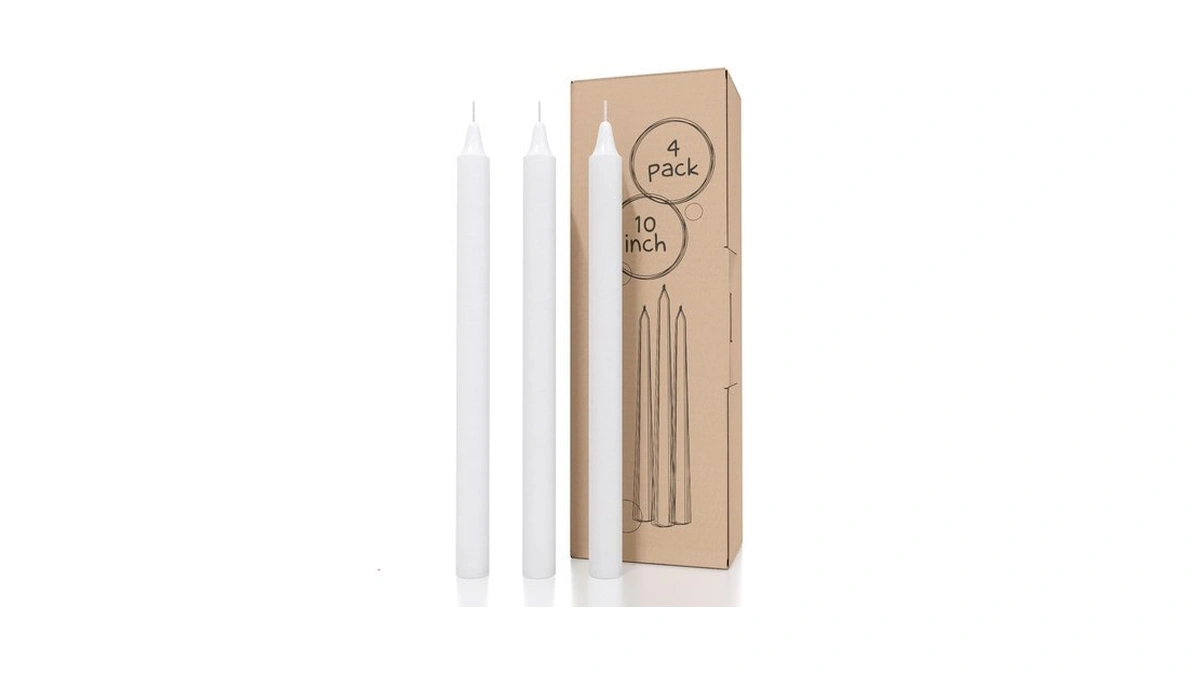 Candwax White Taper Candles Pack Of 4 - Slow Burning