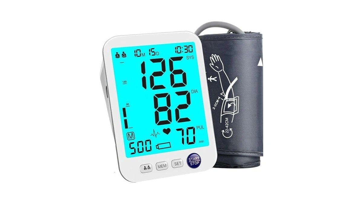 Blood Pressure Monitor Upper Arm Large Led Backlit Screen 1000