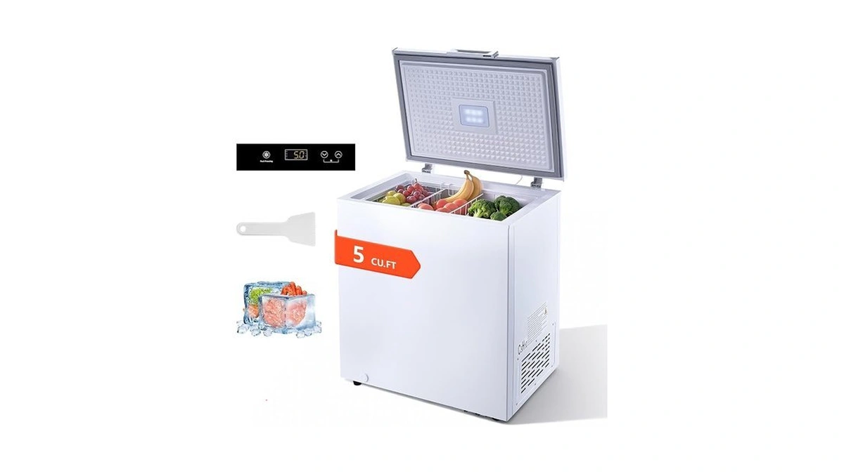 Vevor Chest Freezer, 5 Cu.ft Compact Deep Freezer, Free Standing
