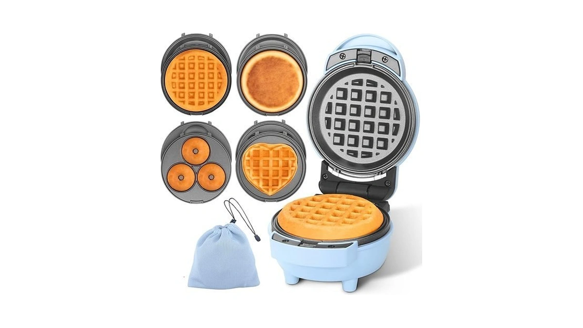Baker's Friend 4 In 1 Mini Waffle Maker With Removable