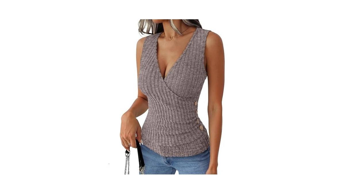 Anrabess Tank Tops For Women V Neck Sleeveless Sexy Top