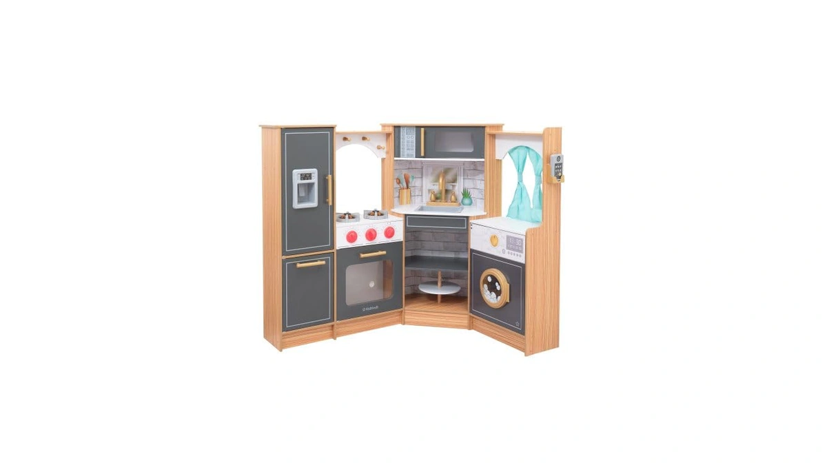 Kidkraft Ultimate Corner Wooden Play Kitchen With Lights & Sounds,