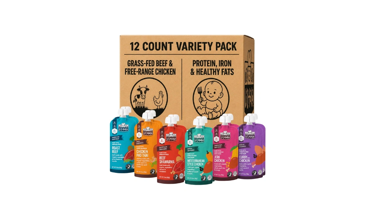 Li’l Hala Baby Food Meat Pouch Variety (12 Ct)| Beef