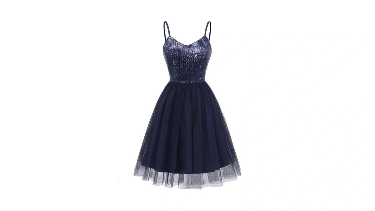 Dressystar Women's Sparkly Sequin Glitter Backless Spaghetti Strap Cocktail Mini