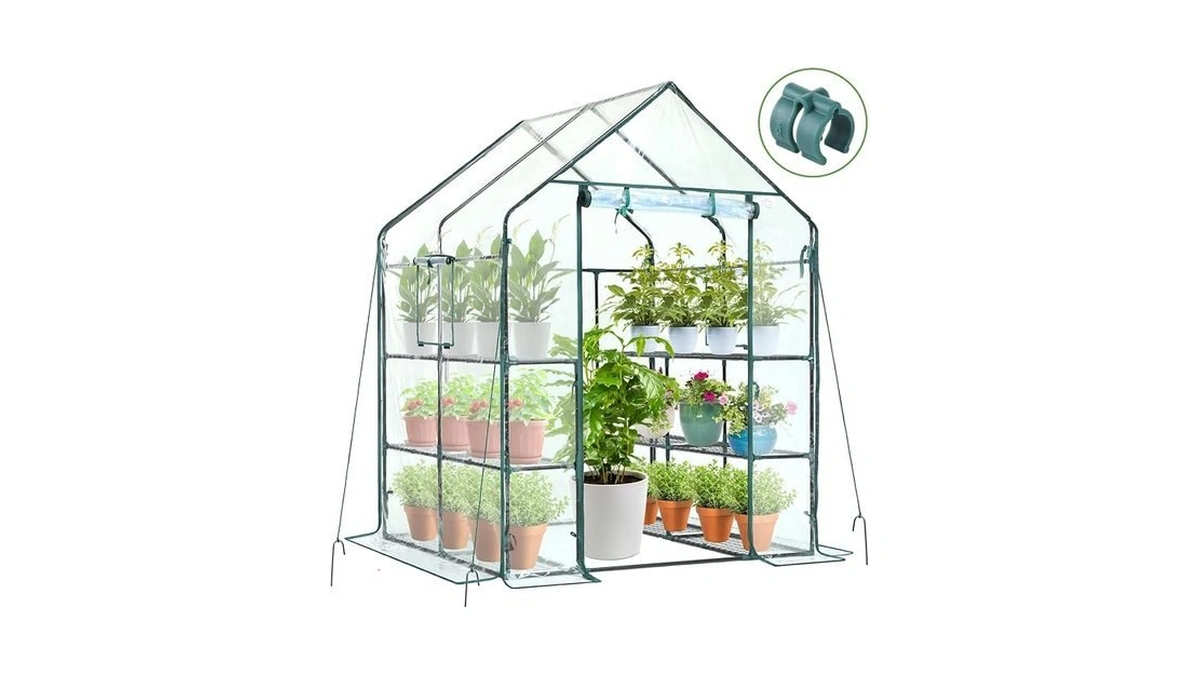 Ohuhu Plastic Greenhouse For Outdoors: Portable Walk In Plant Green