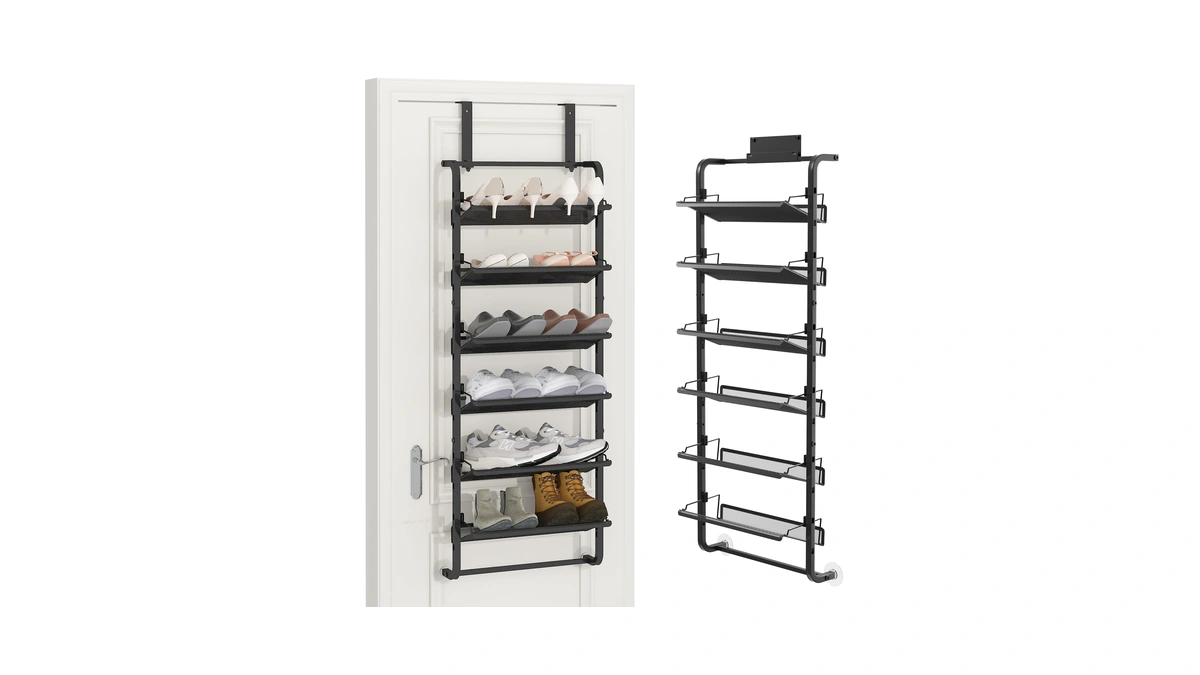 Bukfen 6 Tier Adjustable Heavy Duty Metal Shoe Rack, Door