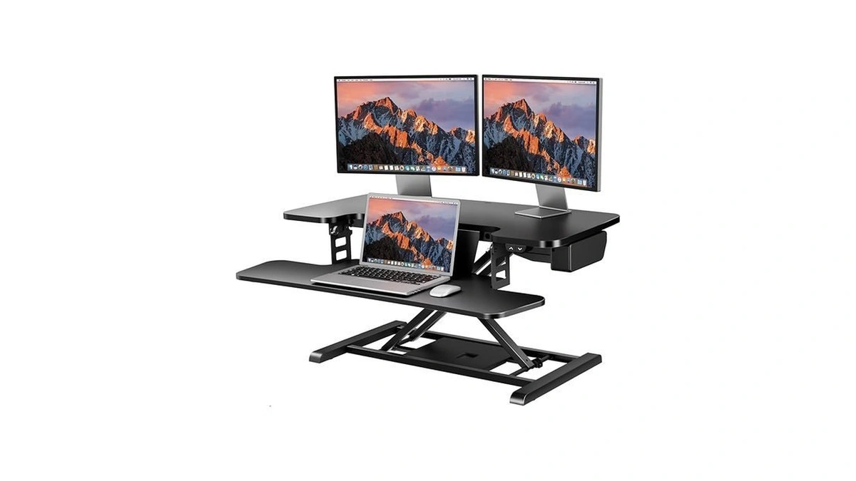 Sanodesk 35" Electric Standing Desk Converter,height Adjustable Riser For Office