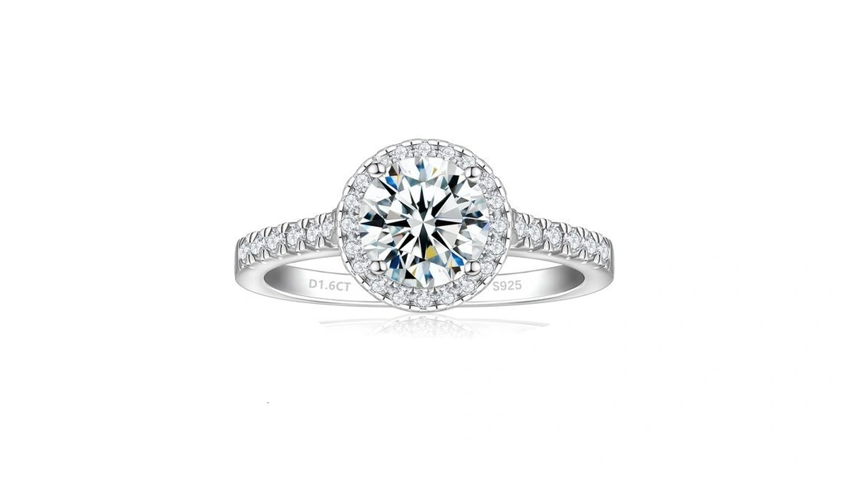 Silvernana 1.6ct Moissanite Halo Engagement Ring For Women Sterling Silver
