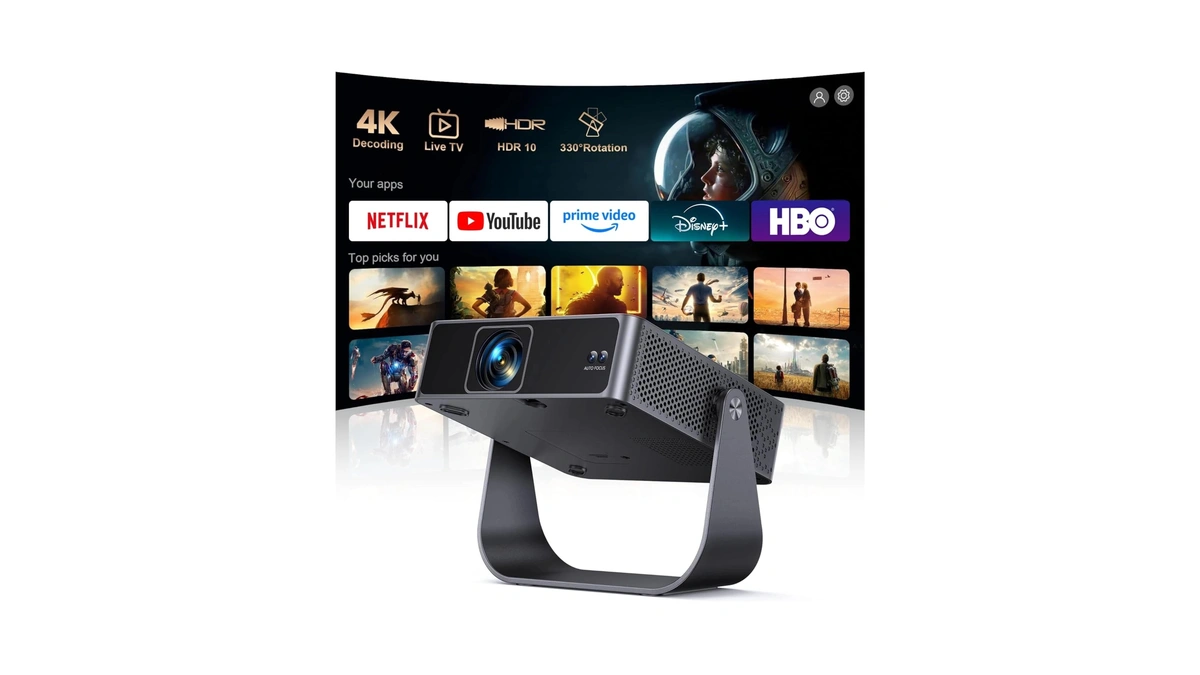 [official Apps & Live Tv & 330° Stand]smart Mini Projector
