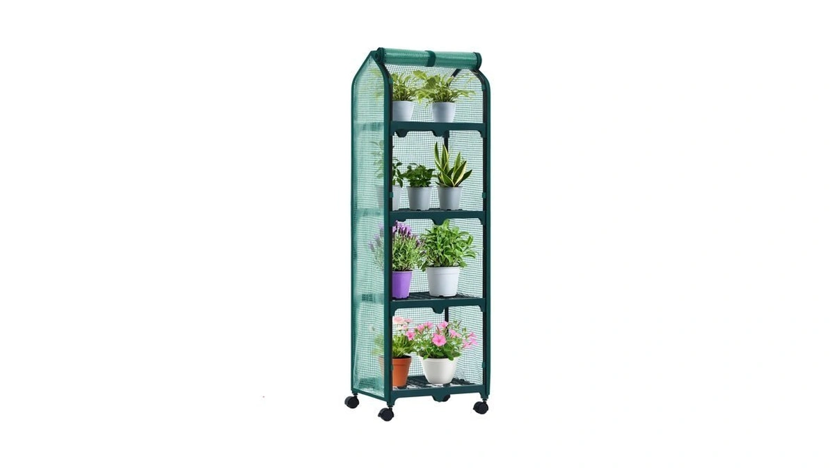 Ohuhu Mini Greenhouse For Indoor Outdoor, Small Plastic Plant Green