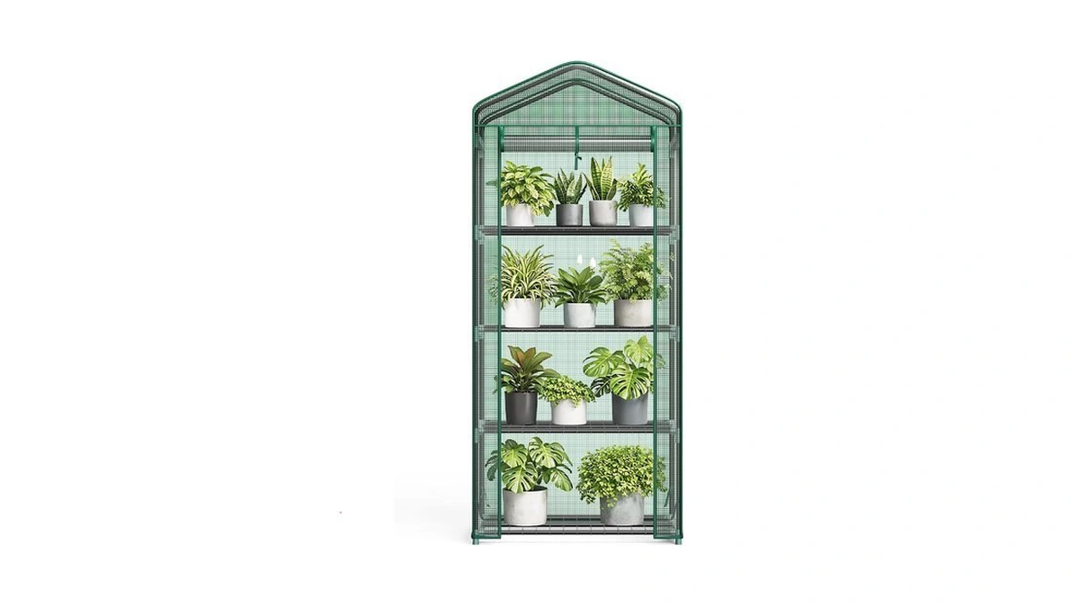 Newbulig Mini Greenhouse With Durable Pe Cover Roll-up Zipper Door