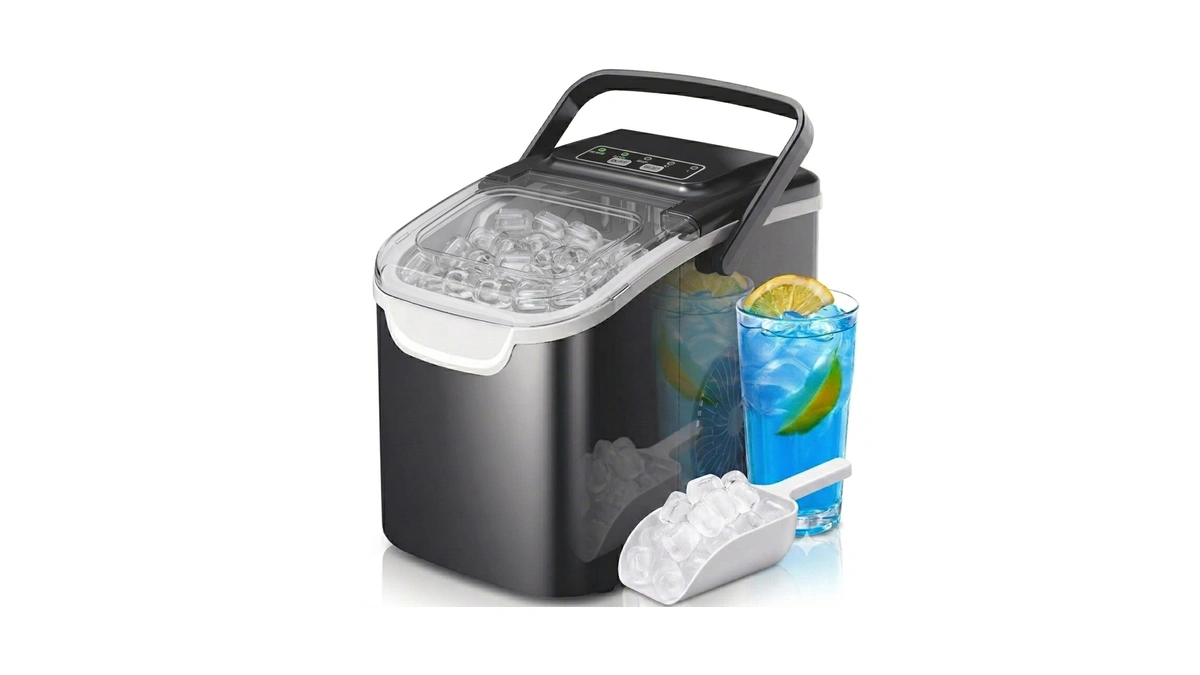 Crzoe Ice Makers Countertop With Handle, 2 Sizes Of Ice,