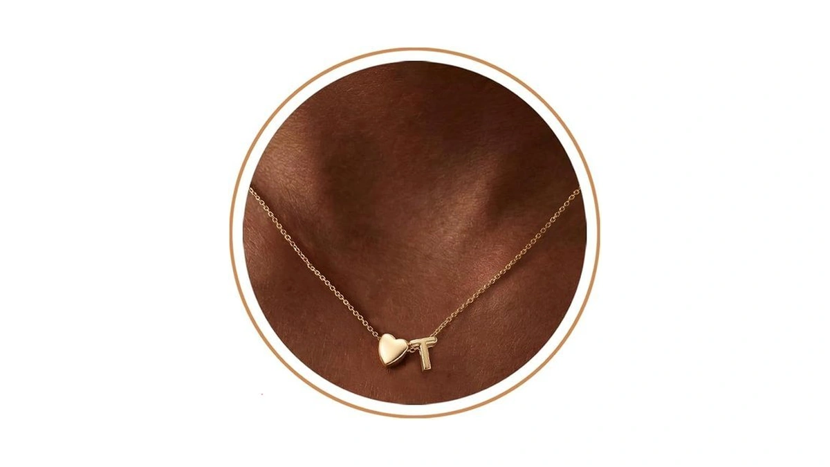 Laeclily Heart Initial Necklace For Women 14k Gold Plated Necklaces