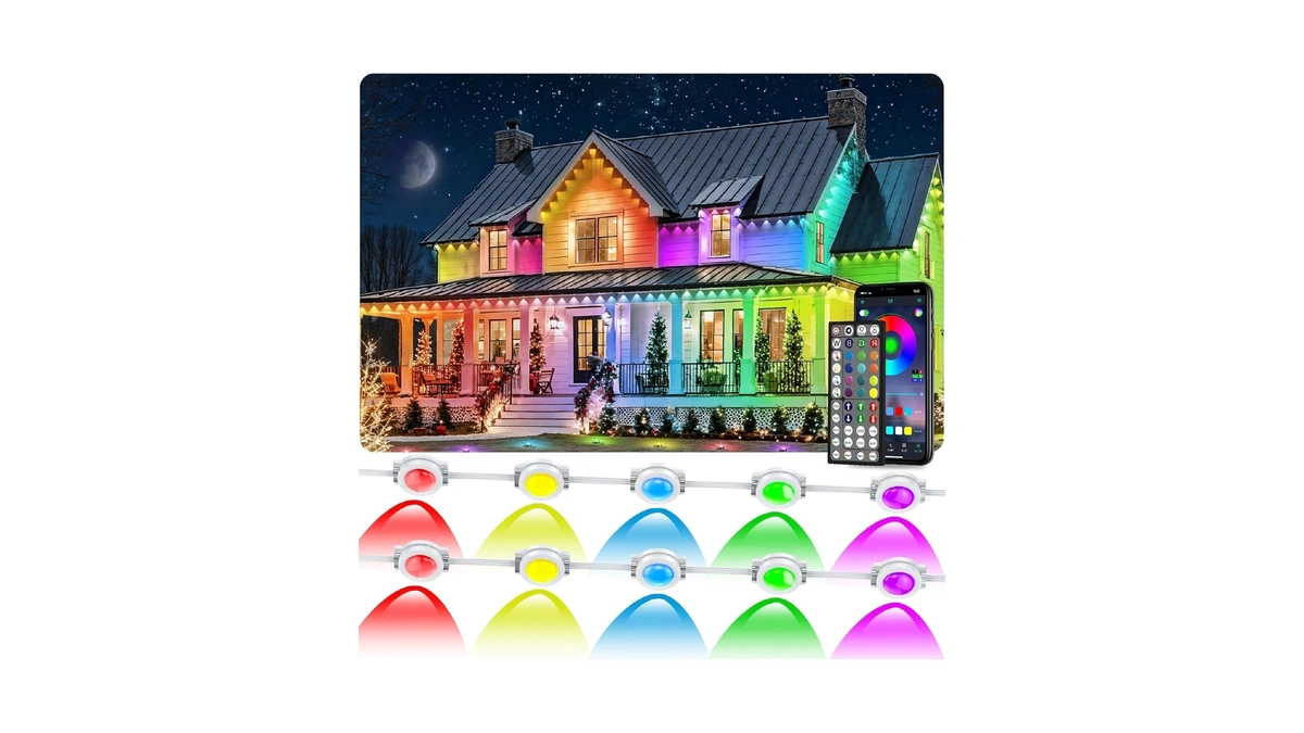Ceteluma 300ft Permanent Outdoor Rgb Lights, Ip67 Waterproof Smart Eave