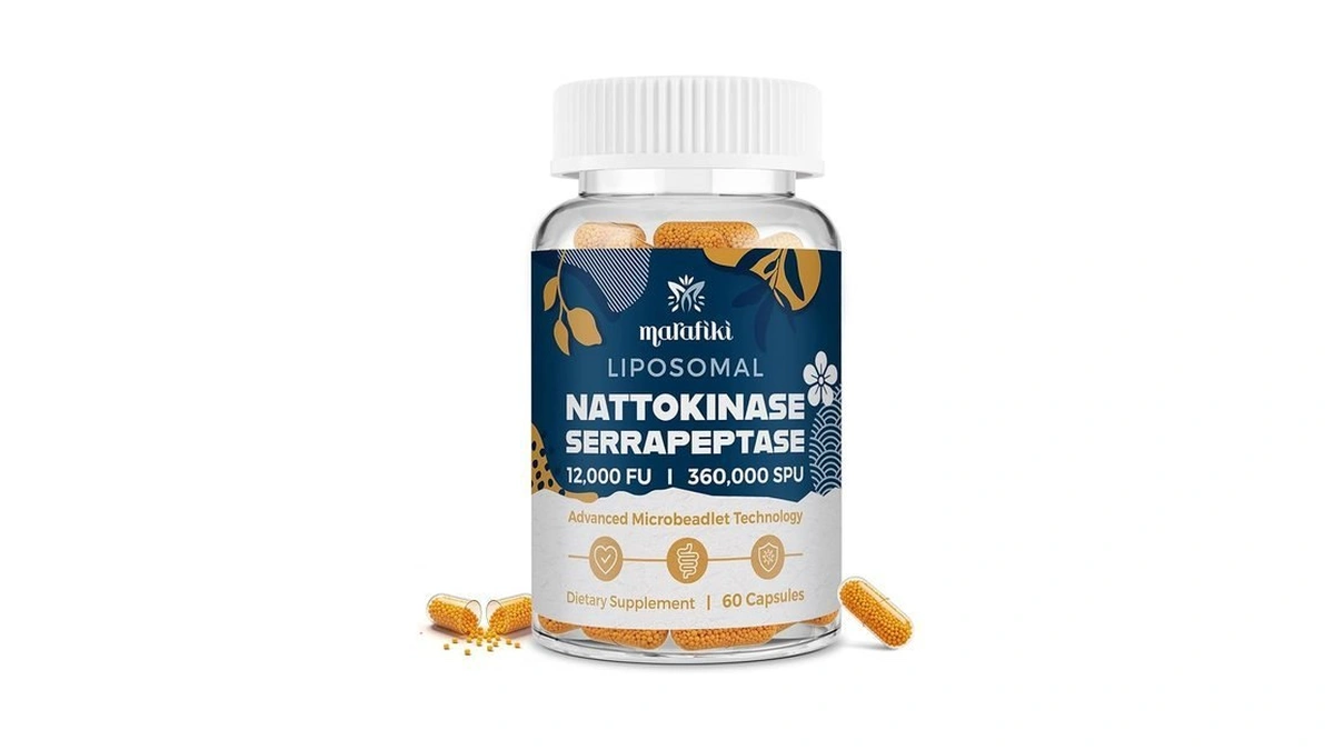 Marafiki Liposomal Nattokinase Supplement 12,000 Fu With Serrapeptase 360,000 Spu,