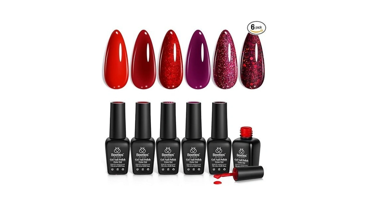 Beetles Red Gel Nail Polish Set - 4th Of July