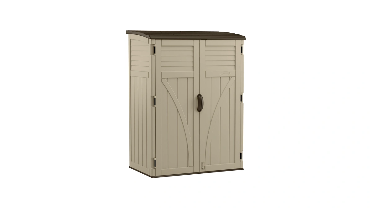 Suncast Outdoor Storage Shed, Water Resistant Resin Vertical Outdoor Storage