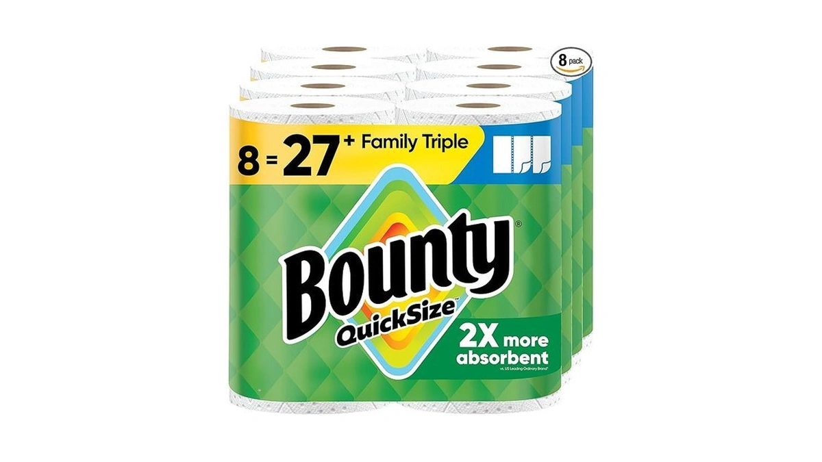 Bounty Quick-size Paper Towels, White, 8 Family Triple Rolls =