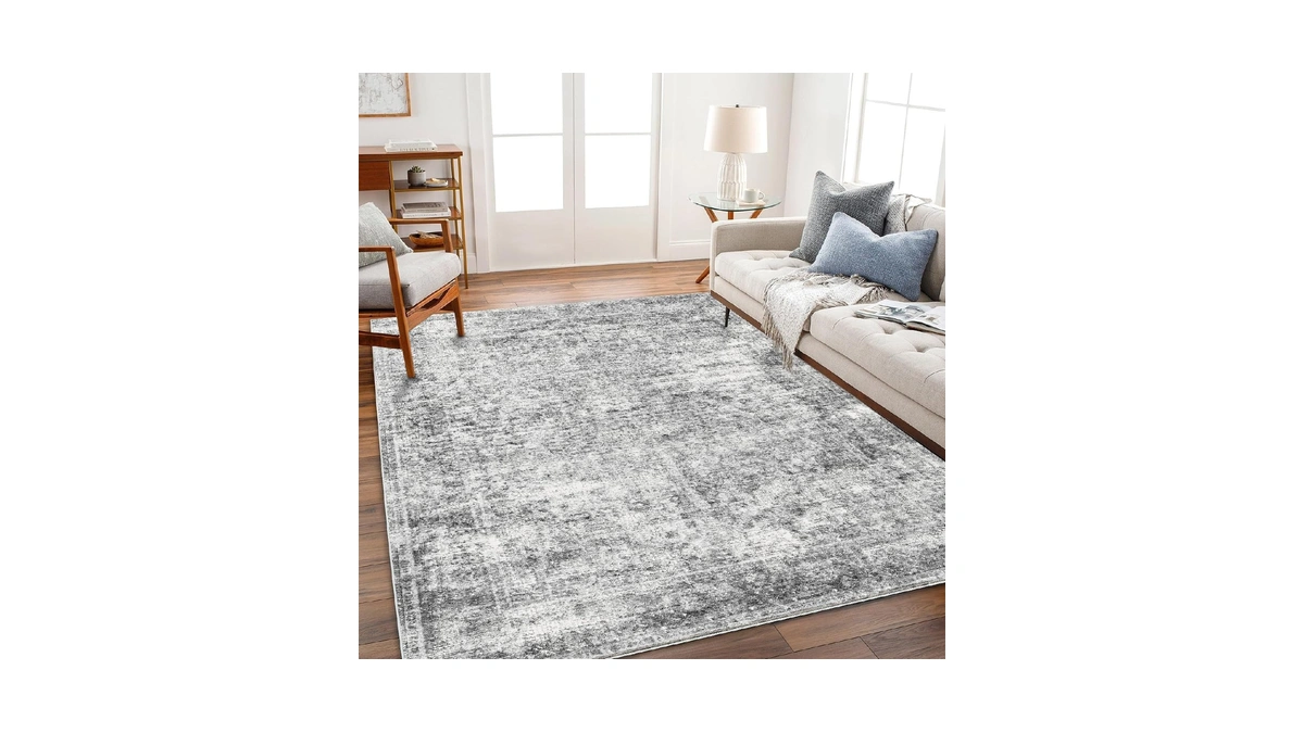 Champlant Area Rug 8x10 Washable Rug Gray Vintage Traditional Mat