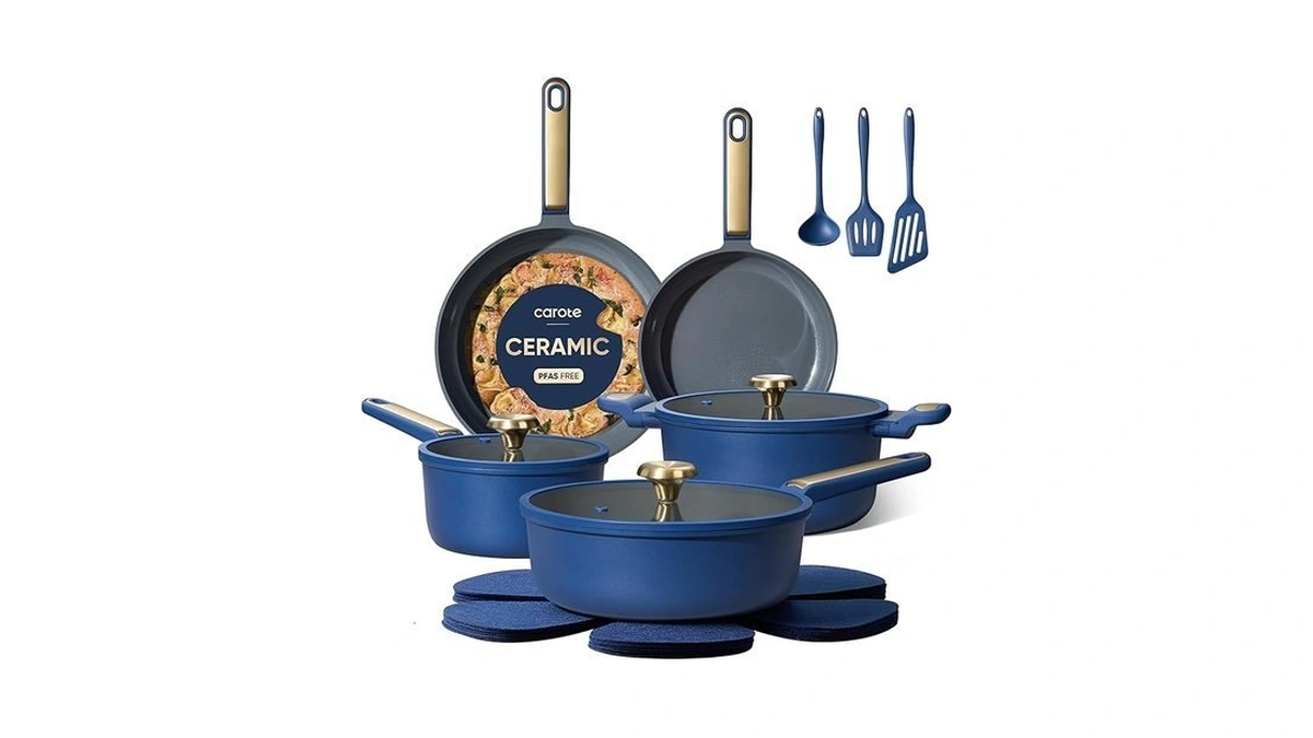 Carote Ceramic Cookwar Set, Pots And Pan Set Non Stick