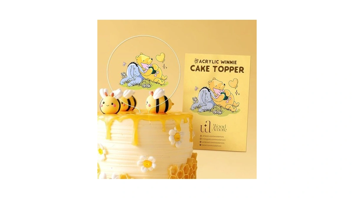Woodamore Classic Pooh Baby Shower Cake Topper - Acrylic Cake