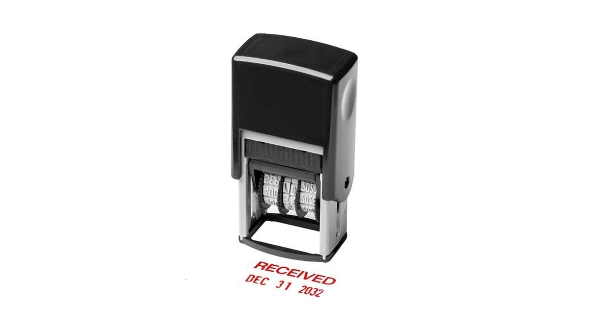 Self Inking Rubber Stamp, Phrase With Date Stamp, Refillable Office