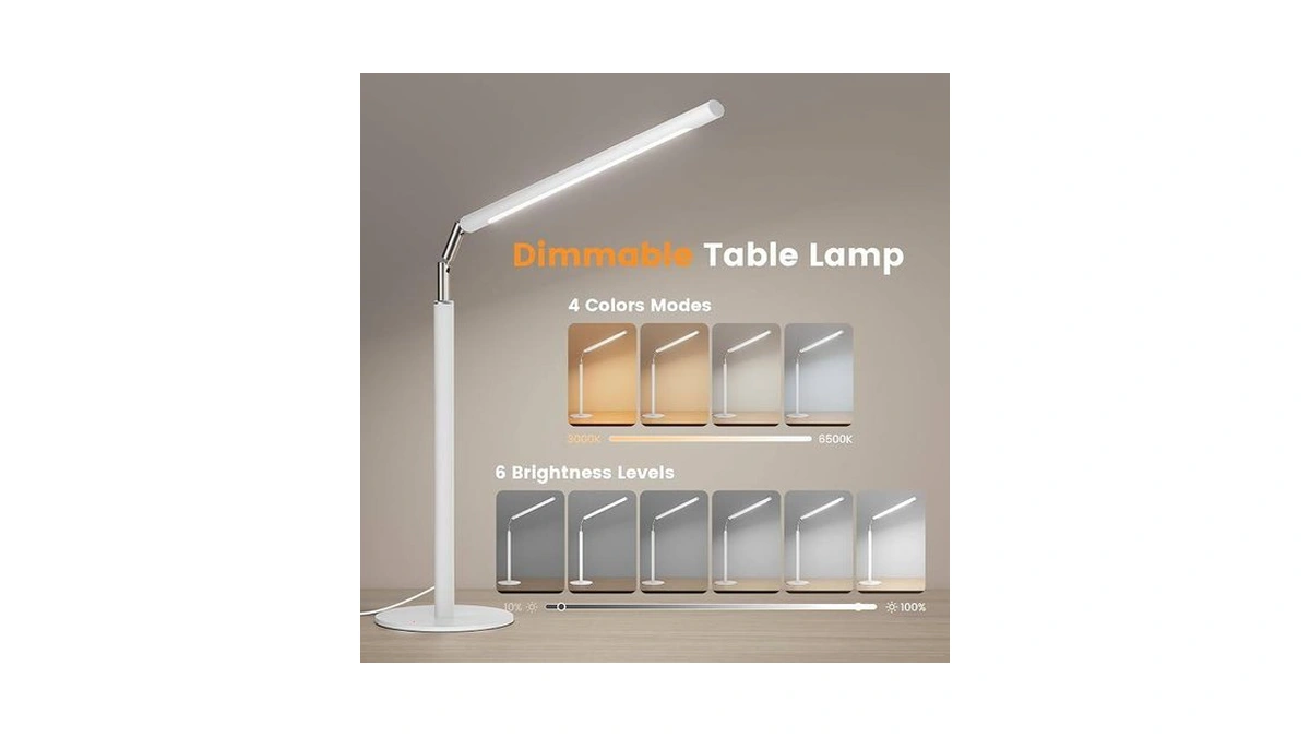 Alfele White Led Desk Lamp - Foldable Industrial Desk Light