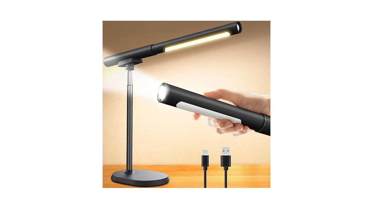 Yulinkco Rechargeable Desk Lamp, Adjustable Magnetic Table Lamp With Removable