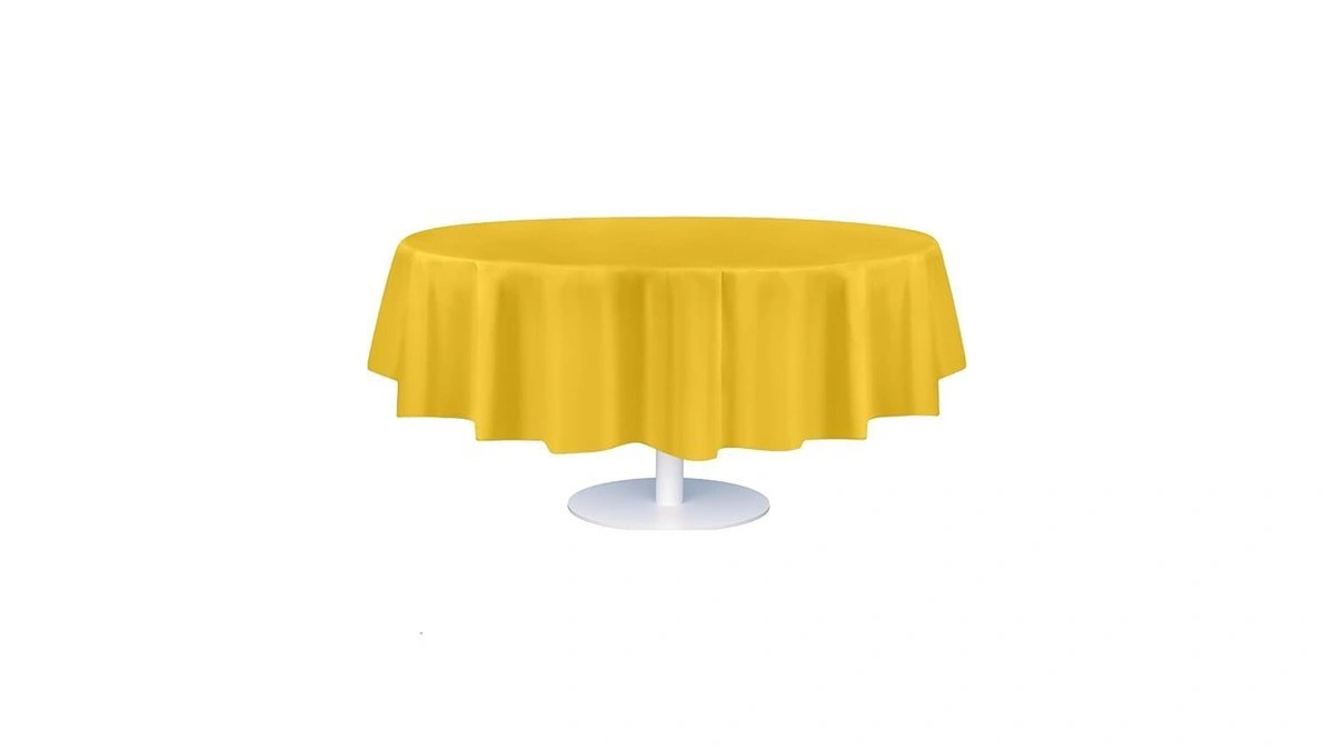 Grandipity Yellow Plastic Table Cloth Disposable (6 Pk) 84in Round