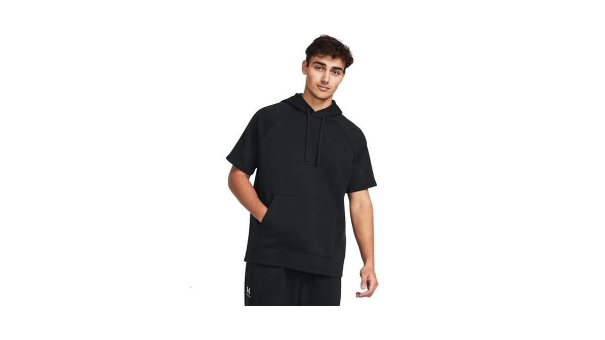 Under Armour Men's Rival Fleece Short Sleeve Hoodie, (001) Black