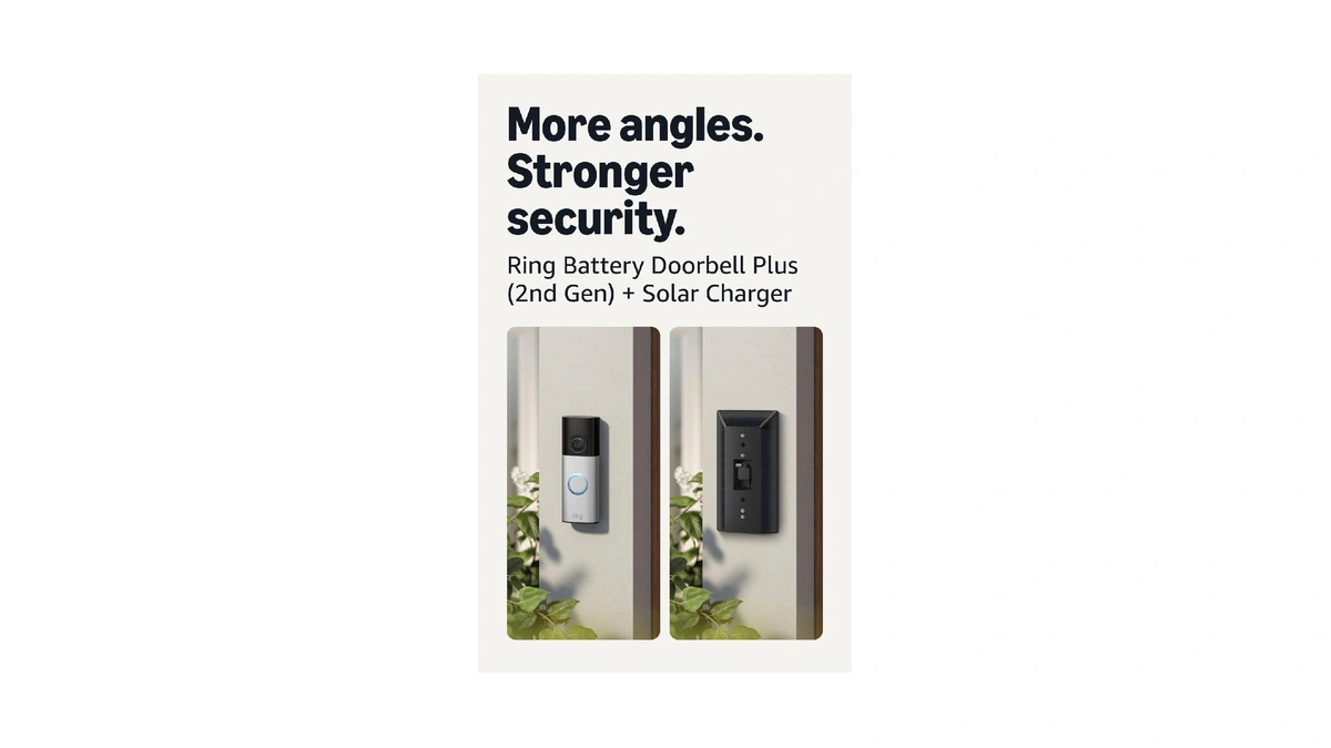 Ring Battery Doorbell Plus (newest Model), Nickel Silver With Solar