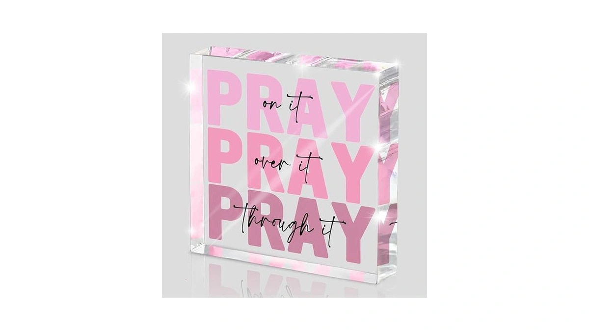 Pink Inspirational Decor Pray Over It Bible Verse Wall Art