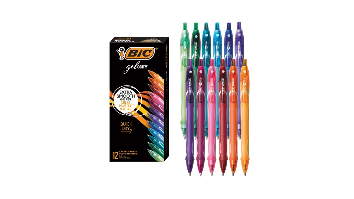 Bic Gelocity Quick Dry Assorted Colors Gel Pens, Medium Point