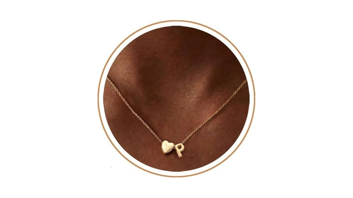 Laeclily Heart Initial Necklace For Women 14k Gold Plated Necklaces