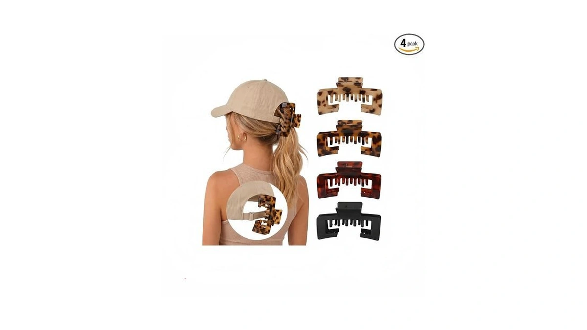 Fojdpas 4 Pcs Large Hair Clips For Baseball Cap, Hat-friendly