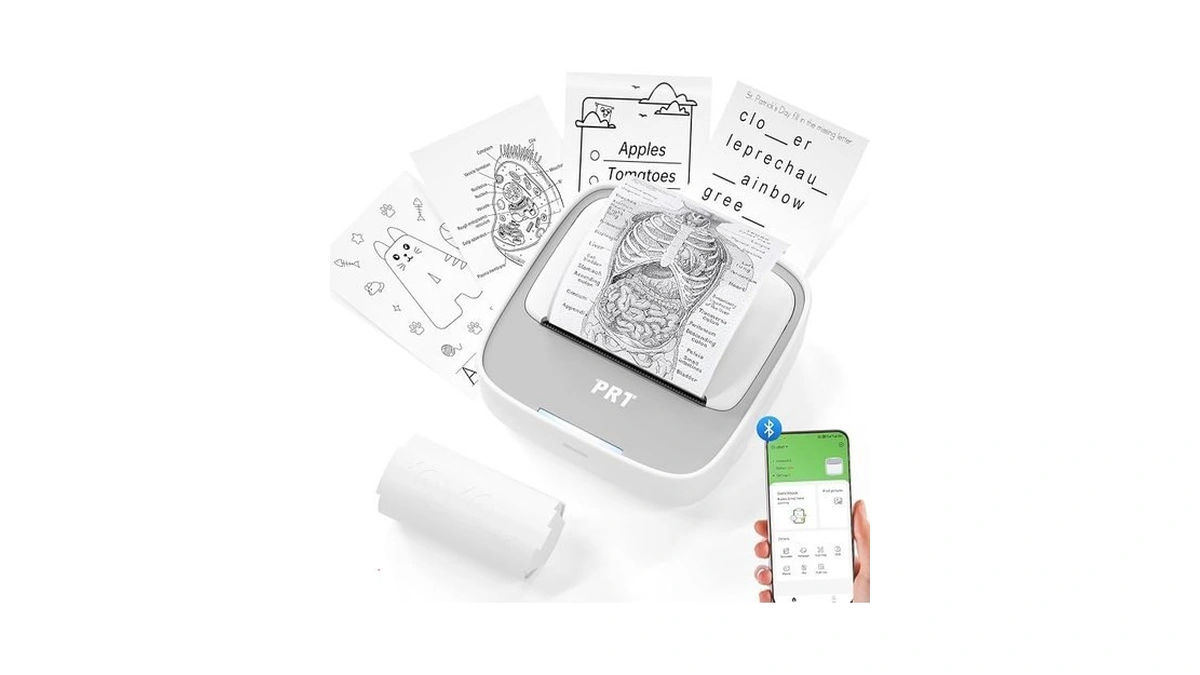 Print Pods Mini Printer, Thermal Inkless Sticker Maker With 1