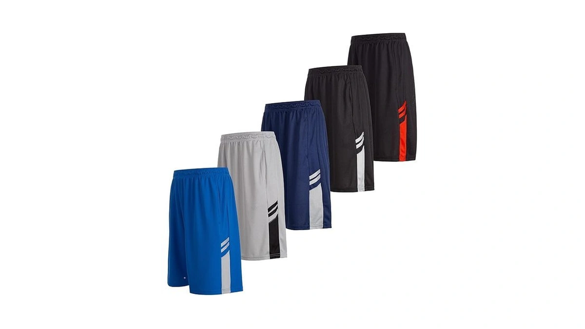 Essential Elements Boys 5-pack Active Athletic Performance Basketball Shorts With