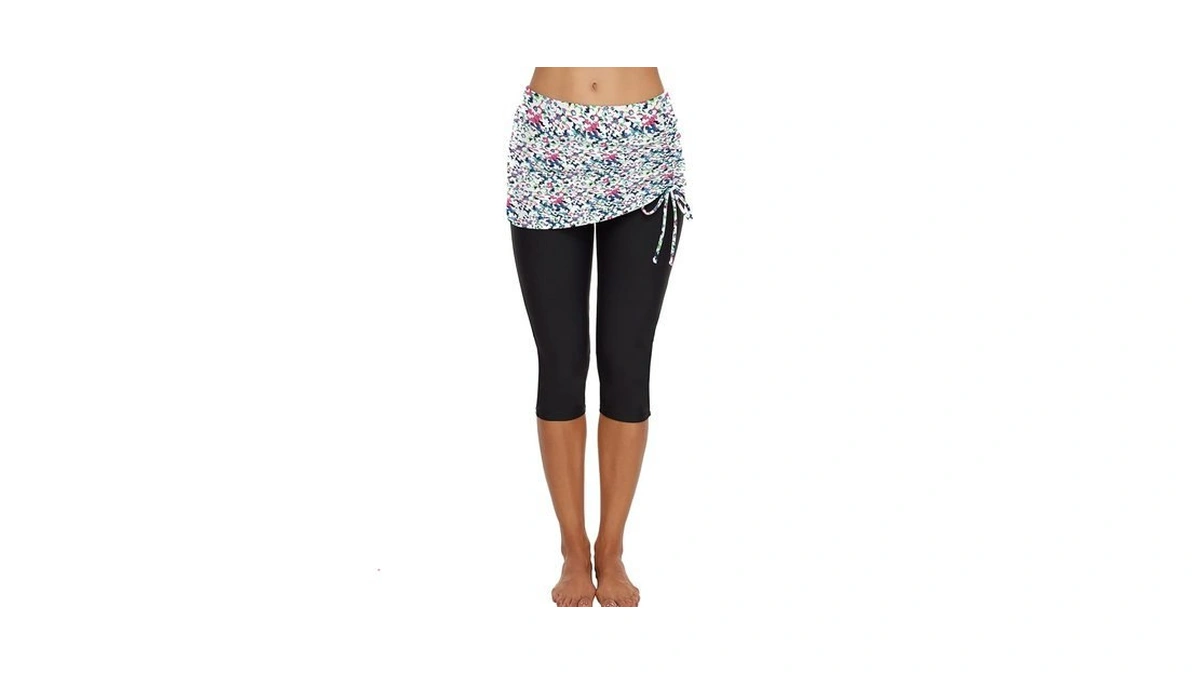 Leoparts Women Skirted Swim Capri High Waisted Skirt Swimming Leggings