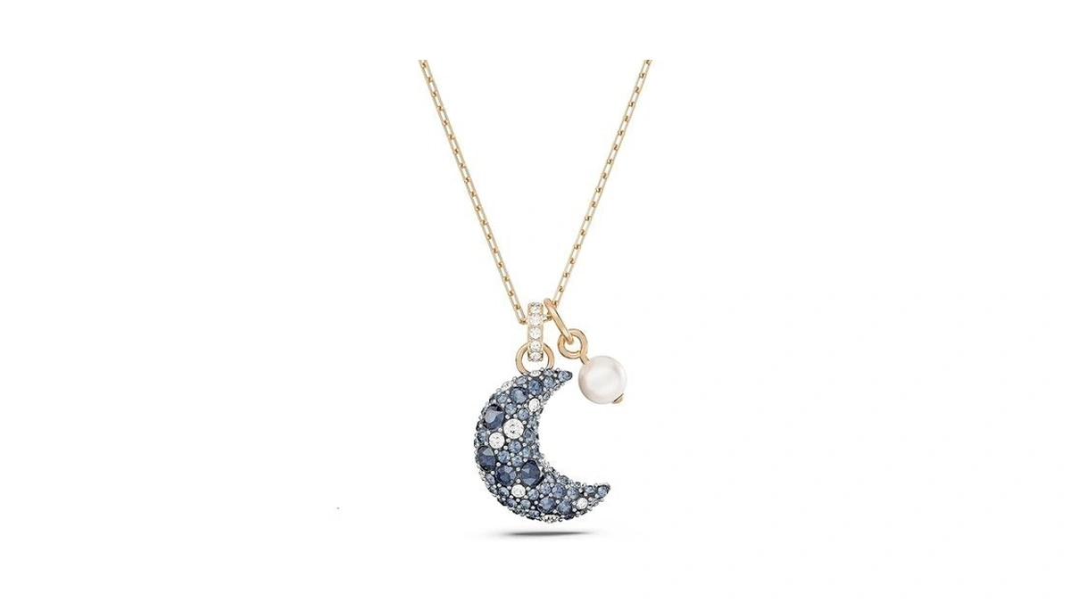 Swarovski Sublima Pendant, Moon, Multicolored, Rose Gold-tone Finished
