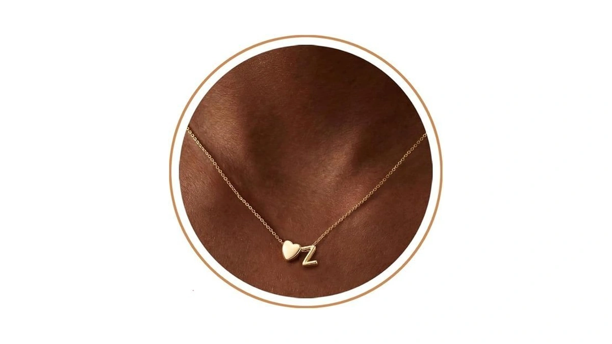 Laeclily Heart Initial Necklace For Women 14k Gold Plated Necklaces