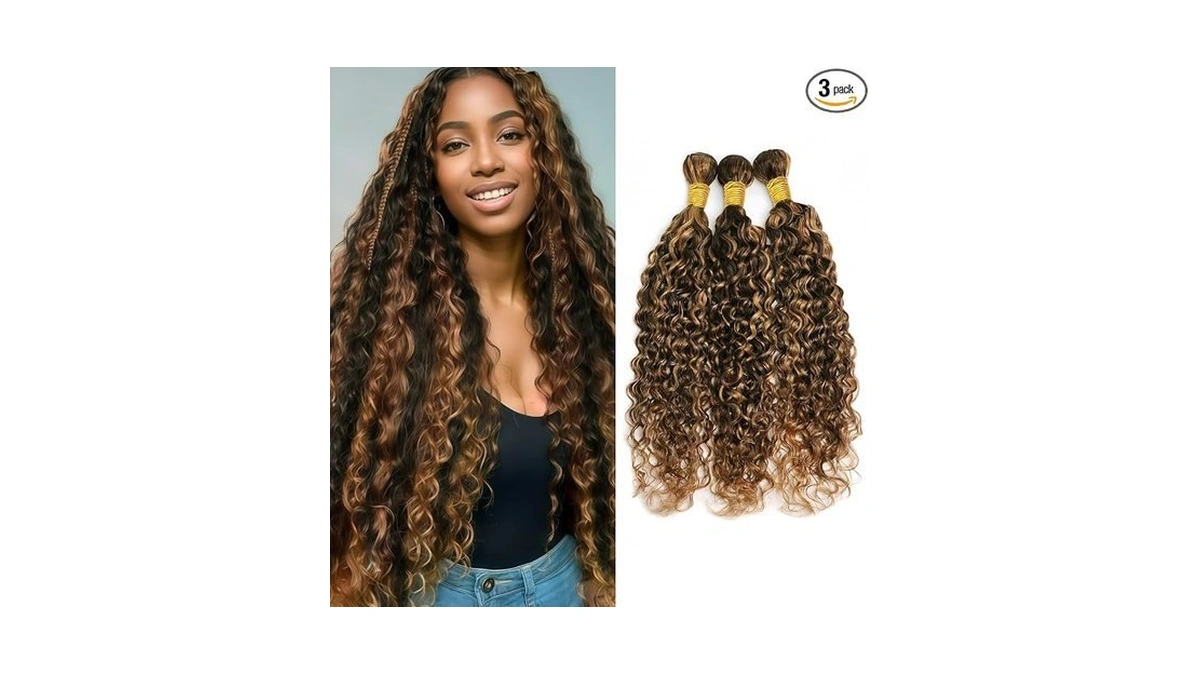 Kodrhar Highlight Brown Human Hair Bundles 22 24 26 Inch