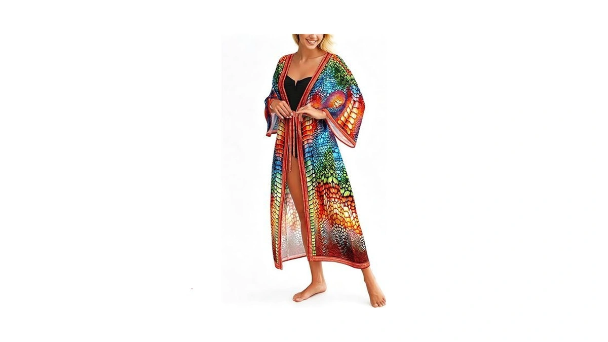Women's Long Kimono Cover Ups Lightweight Open Front Cardigans Dress