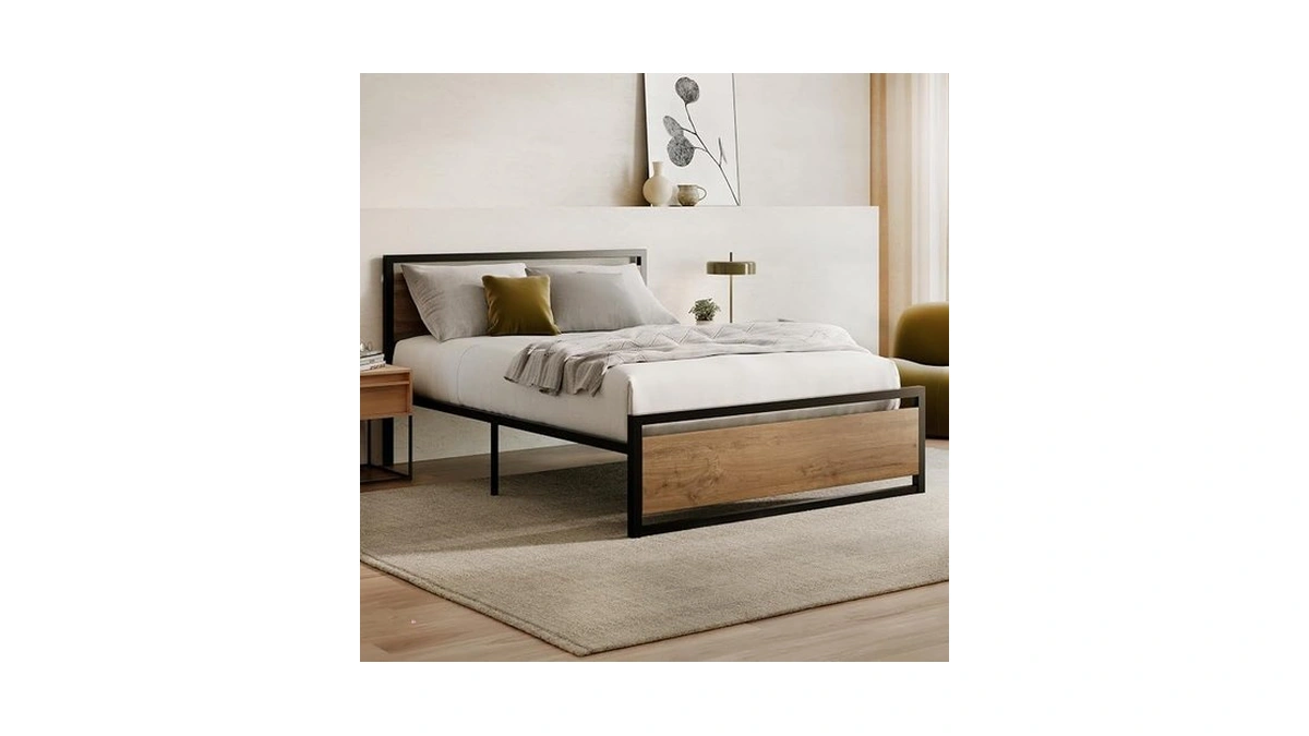 Nectar Metal Platform Full Bed Frame W/wooden Headboard And Footboard