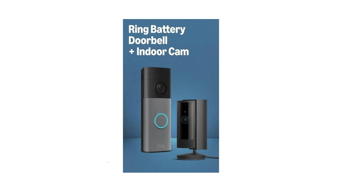 Ring Battery Doorbell (newest Model), Speckled Gray With Indoor Cam,