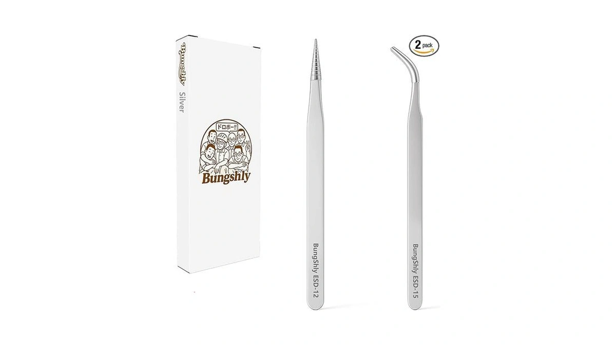 Silver Tweezers Set – Precision Rhinestone, Nail Sticker & Charm